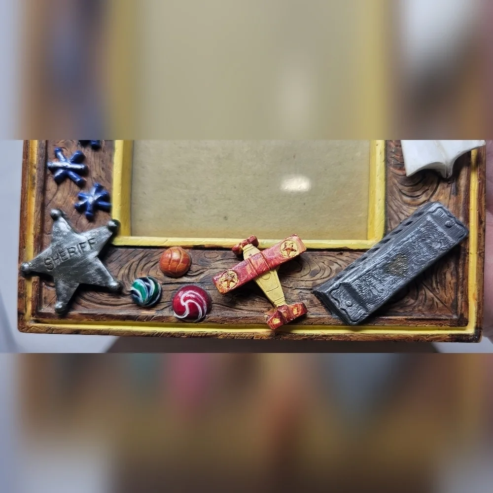 Russ Handpainted Resin Photo Frame Boys Childhood Toys 3.5x5 Photo Ready